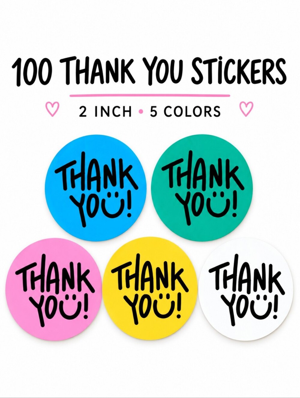 100 Thank You Stickers 2 Inch Round Small Business Packaging Labels and Sealers